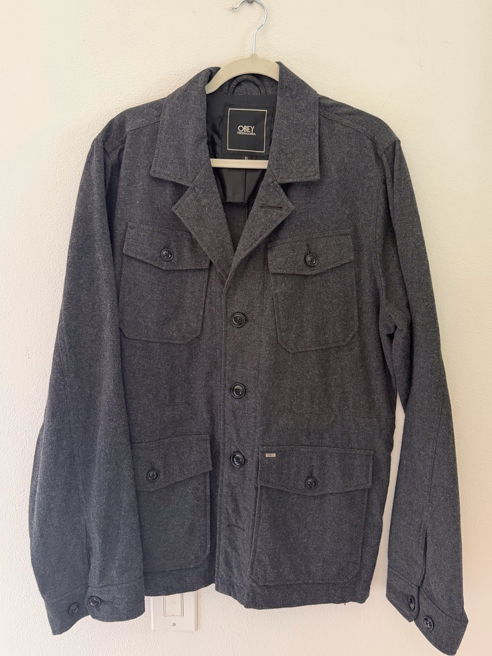 Obey Propaganda Men's Dark Charcoal Utility  Jacket XL